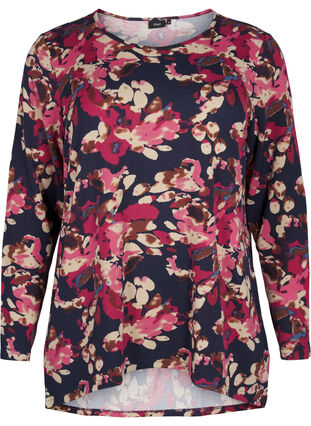 Zizzifashion Floral blouse with long sleeves, Ev. Blue Rose Fl.AOP, Packshot image number 0