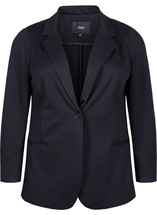 Zizzifashion Simple blazer with button closure, Black, Packshot image number 0
