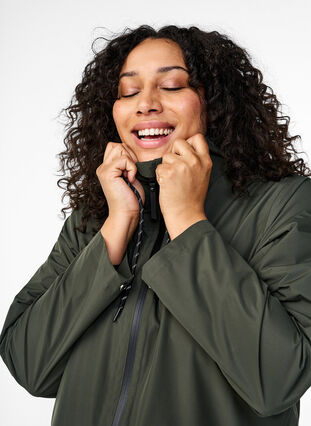 Zizzifashion Rain jacket with pockets and hood, Peat, Model image number 2