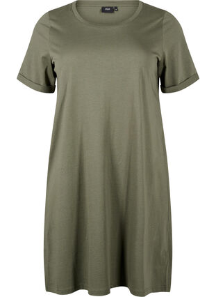 Zizzifashion Cotton t-shirt dress, Thyme, Packshot image number 0