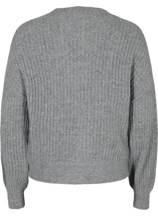 Zizzifashion Ribbed knitted cardigan with buttons, Medium Grey Melange, Packshot image number 1
