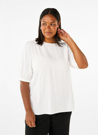 Viscose blouse with 1/2 sleeves, Bright White, Model