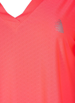 Zizzifashion Training t-shirt with v-neck and pattern, Fyring Coral ASS, Packshot image number 2