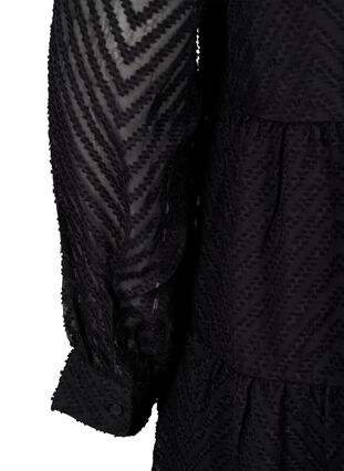 Zizzifashion Textured short dress with a ruffle collar, Black, Packshot image number 3