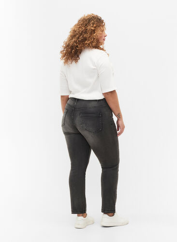 Zizzifashion Slim fit Emily jeans with normal waist, Dark Grey Denim, Model image number 1