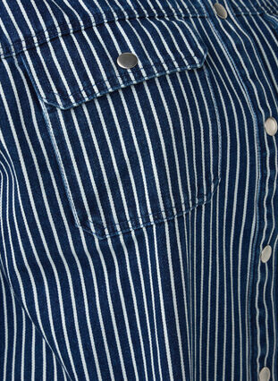 Zizzifashion Striped denim shirt with chest pockets, Blue Denim Stripe, Packshot image number 2