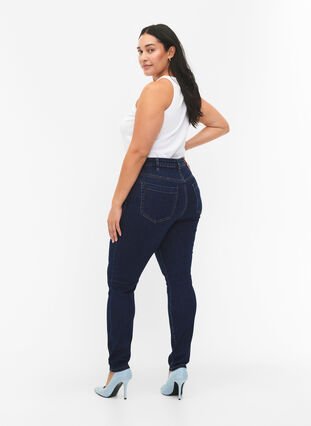 Zizzifashion Amy jeans with a high waist and super slim fit, Dark blue, Model image number 1