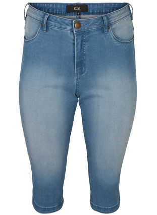 Zizzifashion High waisted Amy capri jeans with super slim fit, Light Blue Denim, Packshot image number 0