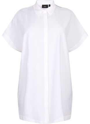 Zizzifashion Long viscose shirt with short sleeves, Bright White, Packshot image number 0