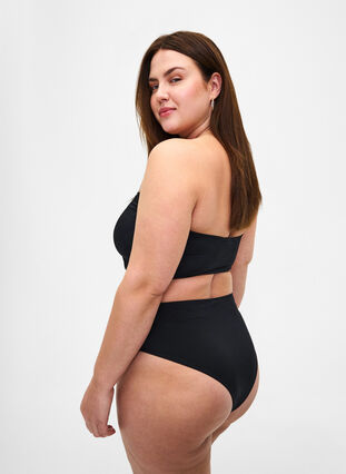 Zizzifashion Solid color bandeau bikini top, Black, Model image number 1