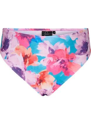 Zizzifashion Bikini bottom with print and high waist, Pink Flower, Packshot image number 0