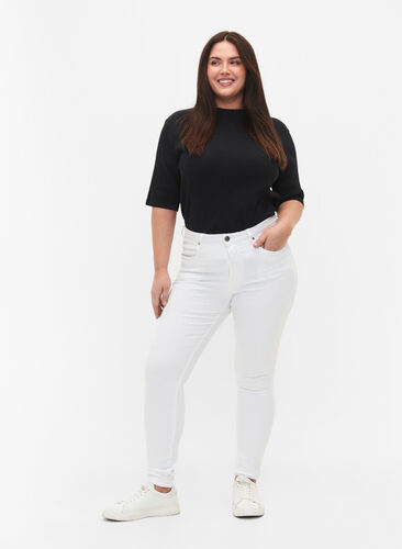 Zizzifashion Super slim Amy jeans with high waist, White, Model image number 0
