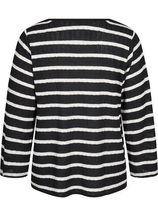 Zizzifashion Cardigan with ties, Black White stripe, Packshot image number 1