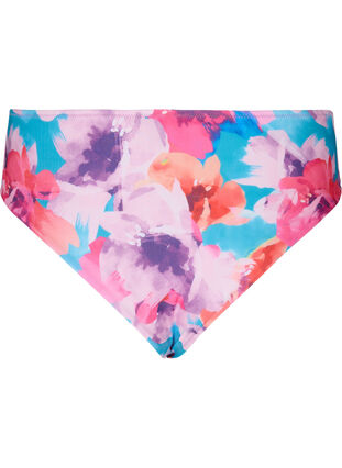Zizzifashion Bikini bottom with print and high waist, Pink Flower, Packshot image number 1