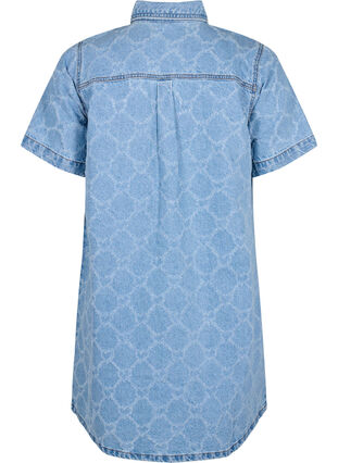 Zizzifashion Denim dress with destroy pattern and short sleeves, Blue Denim, Packshot image number 1