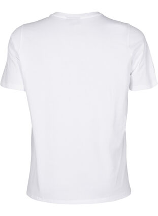 Zizzifashion T-shirt with round neck and rhinestones, Bright White, Packshot image number 1