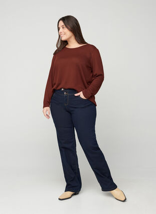 Zizzifashion Regular fit Gemma jeans with a high waist, Blue denim, Model image number 5