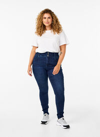 Super slim Bea jeans with extra high waist, Dark Blue, Model