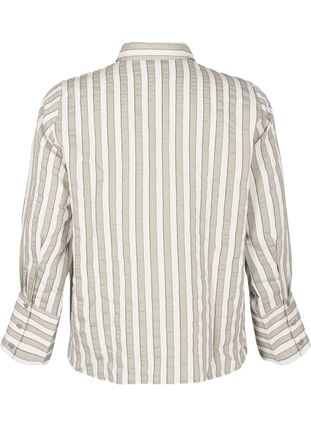 Zizzifashion Loose shirt with stripes, Sand w. Black Stripe, Packshot image number 1