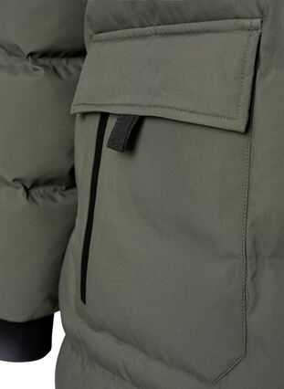 Zizzifashion Puffer coat with hood and pockets, Beluga, Packshot image number 3