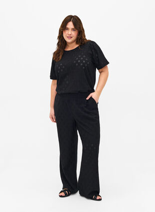 Zizzifashion Loose trousers with hole pattern, Black, Model image number 0