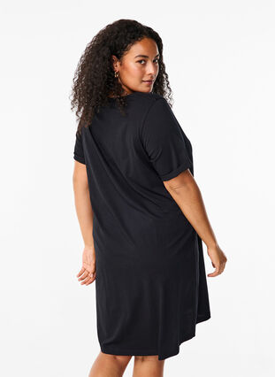 Zizzifashion Cotton t-shirt dress, Black, Model image number 1