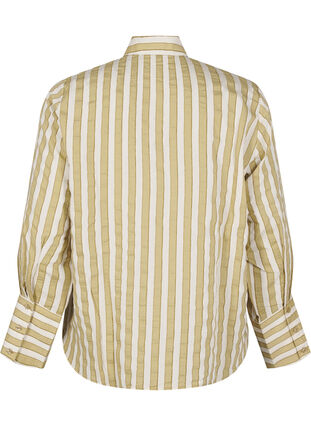 Zizzifashion Loose shirt with stripes, Thyme w. Sand Stripe, Packshot image number 1