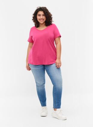 Zizzifashion Basic plain cotton t-shirt, Beetroot Purple, Model image number 2