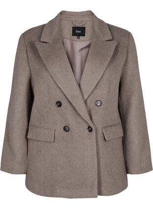 Zizzifashion Wool blazer with brushed texture, Desert Taupe Mel., Packshot image number 0