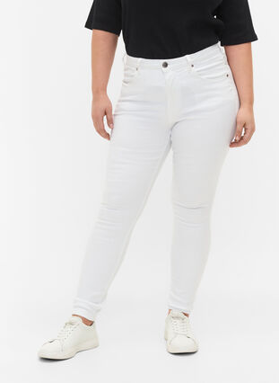Zizzifashion Super slim Amy jeans with high waist, White, Model image number 2