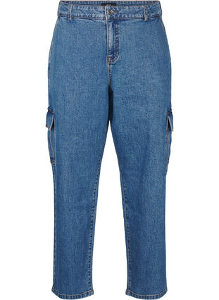 Zizzifashion Cargo jeans with high waist, Blue Denim, Packshot image number 0