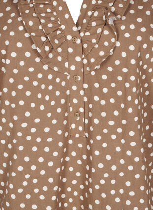 Zizzifashion 3/4 sleeve cotton blouse with polka dots, Coca Mocha Dot , Packshot image number 2