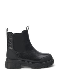 Wide fit - Croco Chelsea boot in leather, Black, Packshot