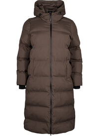 Long puffer winter coat with hood