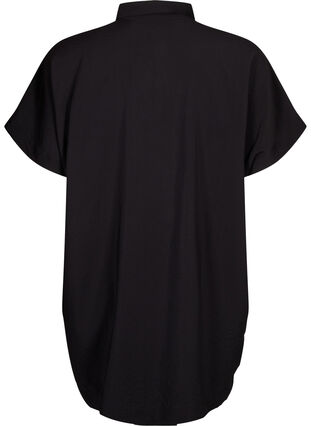 Zizzifashion Long viscose shirt with short sleeves, Black, Packshot image number 1