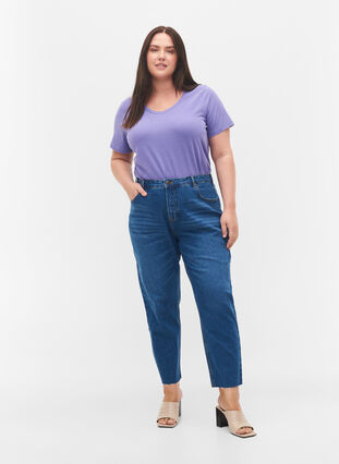 Zizzifashion Basic plain cotton t-shirt, Veronica, Model image number 2
