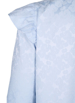 Zizzifashion Jacquard dress with long sleeves and ruffle detail, Ancient Water, Packshot image number 3