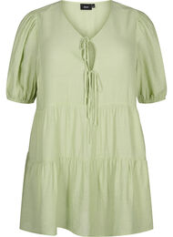 A-line viscose tunic with lace-up detail, Foam Green, Packshot