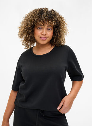 Zizzifashion T-shirt in modal mix, Black, Model image number 0