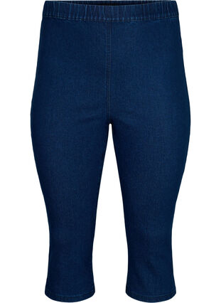 Zizzifashion FLASH - High waisted denim capri trousers with slim fit, Blue denim, Packshot image number 0