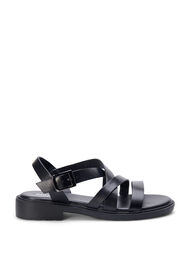 Leather summer sandal with a wide fit, Black, Packshot