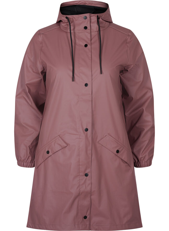 Rain jacket with - button Rose - Sz. - 42-60 fastening and hood Zizzifashion