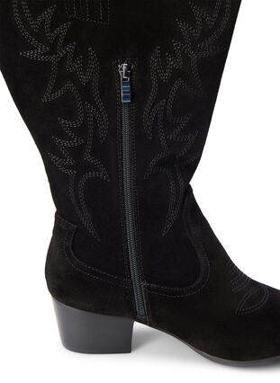 Zizzifashion Wide fit - Suede cowboy boots, Black, Packshot image number 3