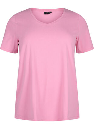 Zizzifashion Solid-coloured basic cotton T-shirt, Rosebloom, Packshot image number 0
