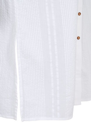 Zizzifashion Cotton shirt dress with 3/4 sleeves, Bright White, Packshot image number 3