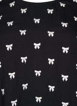 Zizzifashion Tunic with bows and 3/4 sleeves, Black White Bow, Packshot image number 2