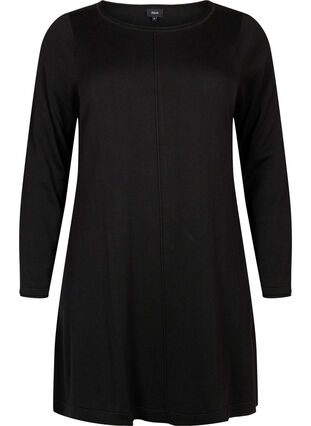 Zizzifashion Knitted dress in cotton-viscose blend, Black Mel., Packshot image number 0