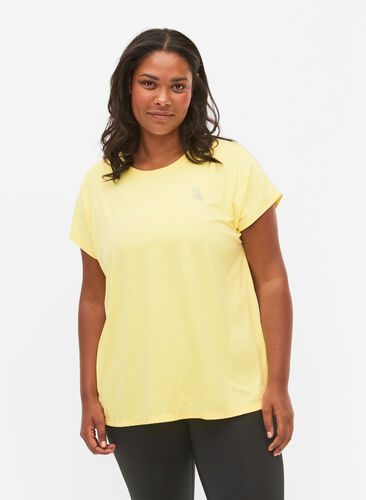 Zizzifashion Short sleeved workout t-shirt, Lemon Meringue, Model image number 0