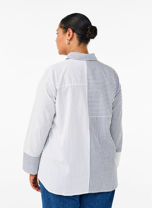 Zizzifashion Long-sleeved shirt with stripes, Lava Smoke Stripe, Model image number 1