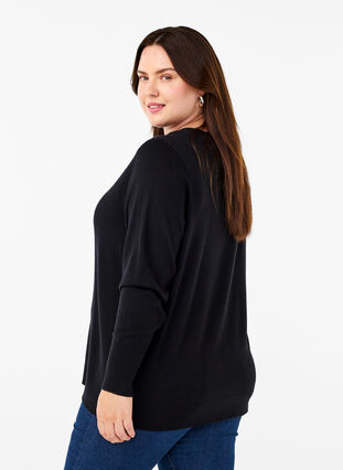 Zizzifashion FLASH - Knitted blouse with a round neck, Black, Model image number 1